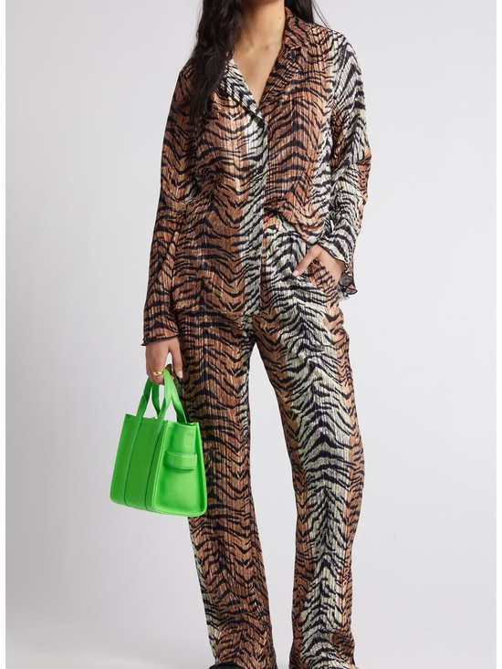 Dressed in LALA Pants - Tiger Long Sleeve Plissé Top & Pants Set dressed in LaLa